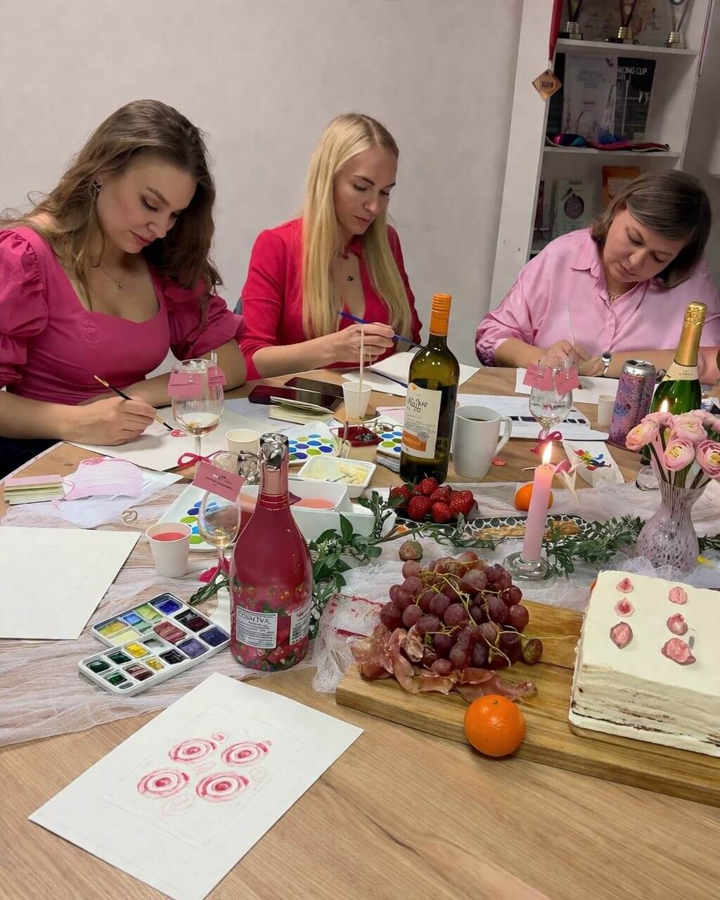 Women painting at bachelorette