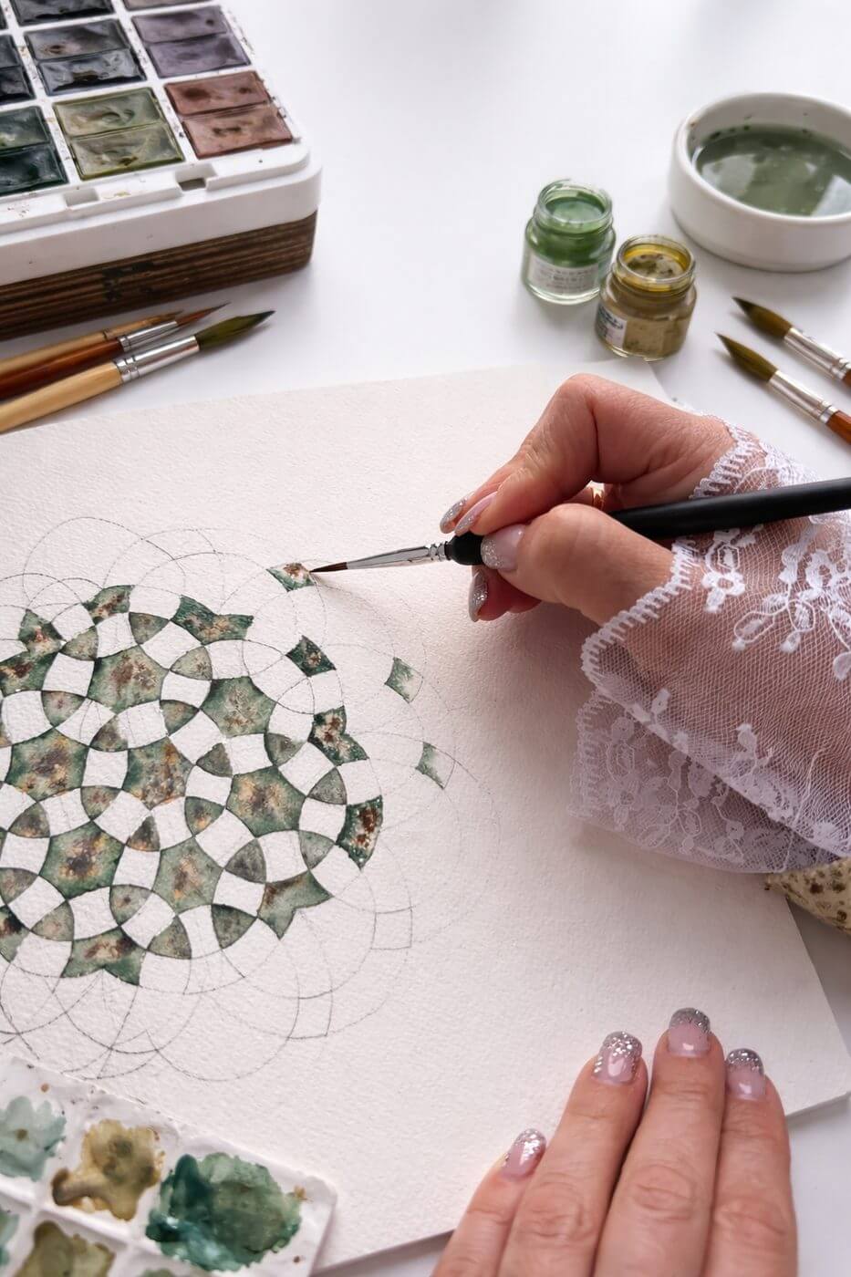 Mandala painting closeup