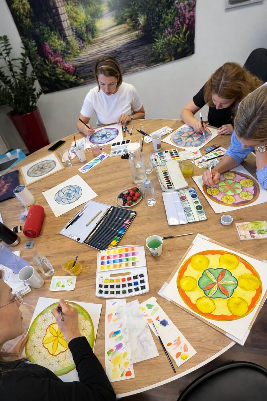 Group painting mandalas