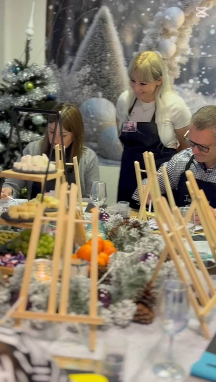 Art class with people painting
